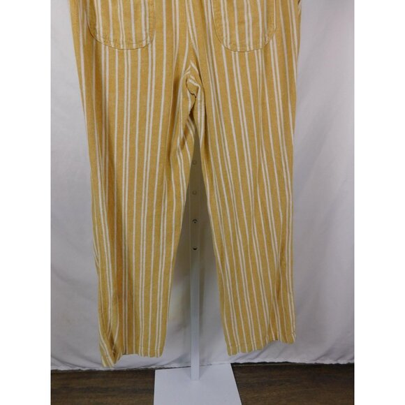 Per Se Pants Womens Yellow White Striped Linen Blend Drawstring Elastic Waist - Picture 7 of 11